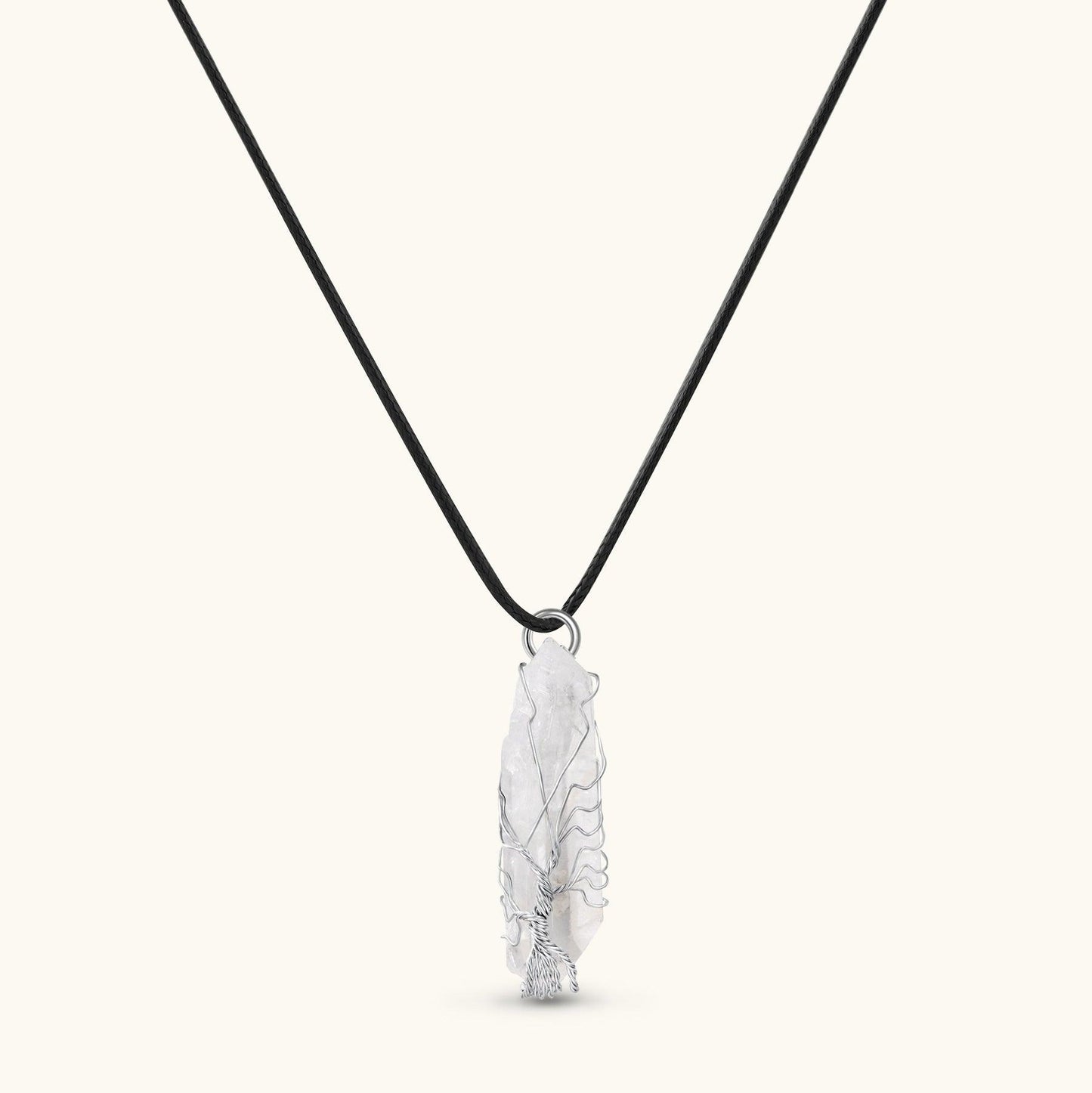 White Pendant Necklace for Spiritual Balance - Clarity & Focus - Glitter Karma