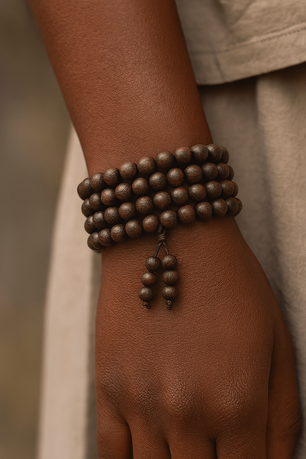 Aloes Wood Meditation Bracelet with Buddha Beads - Serenity & Focus - Glitter Karma