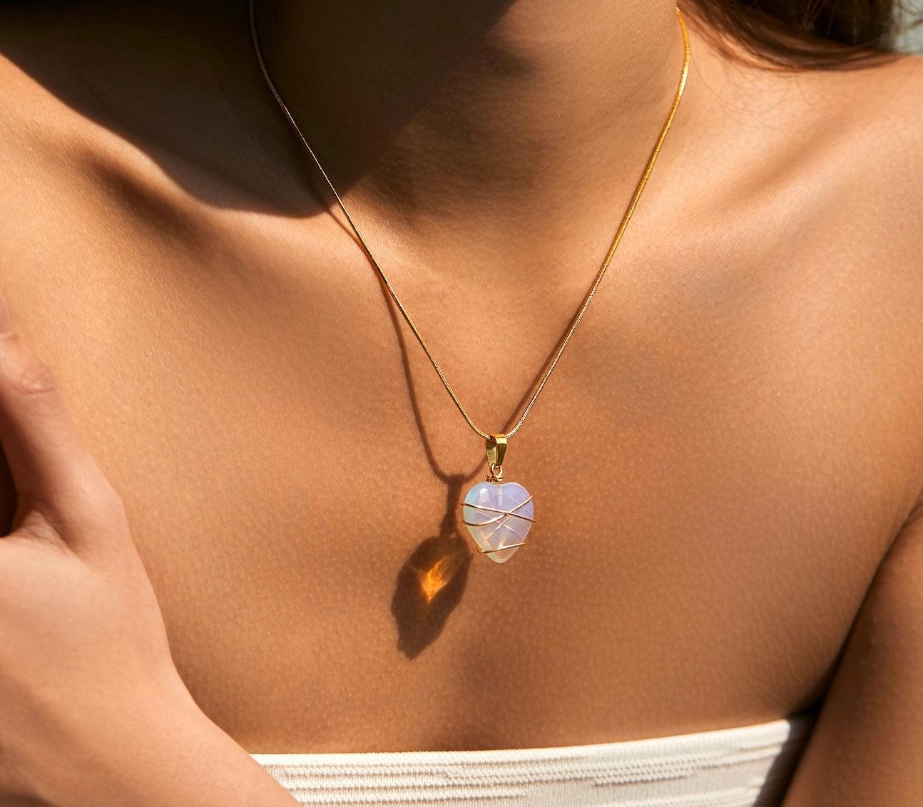 Moonstone Pendant Necklace for Emotional Balance - Love & Connection - Glitter Karma