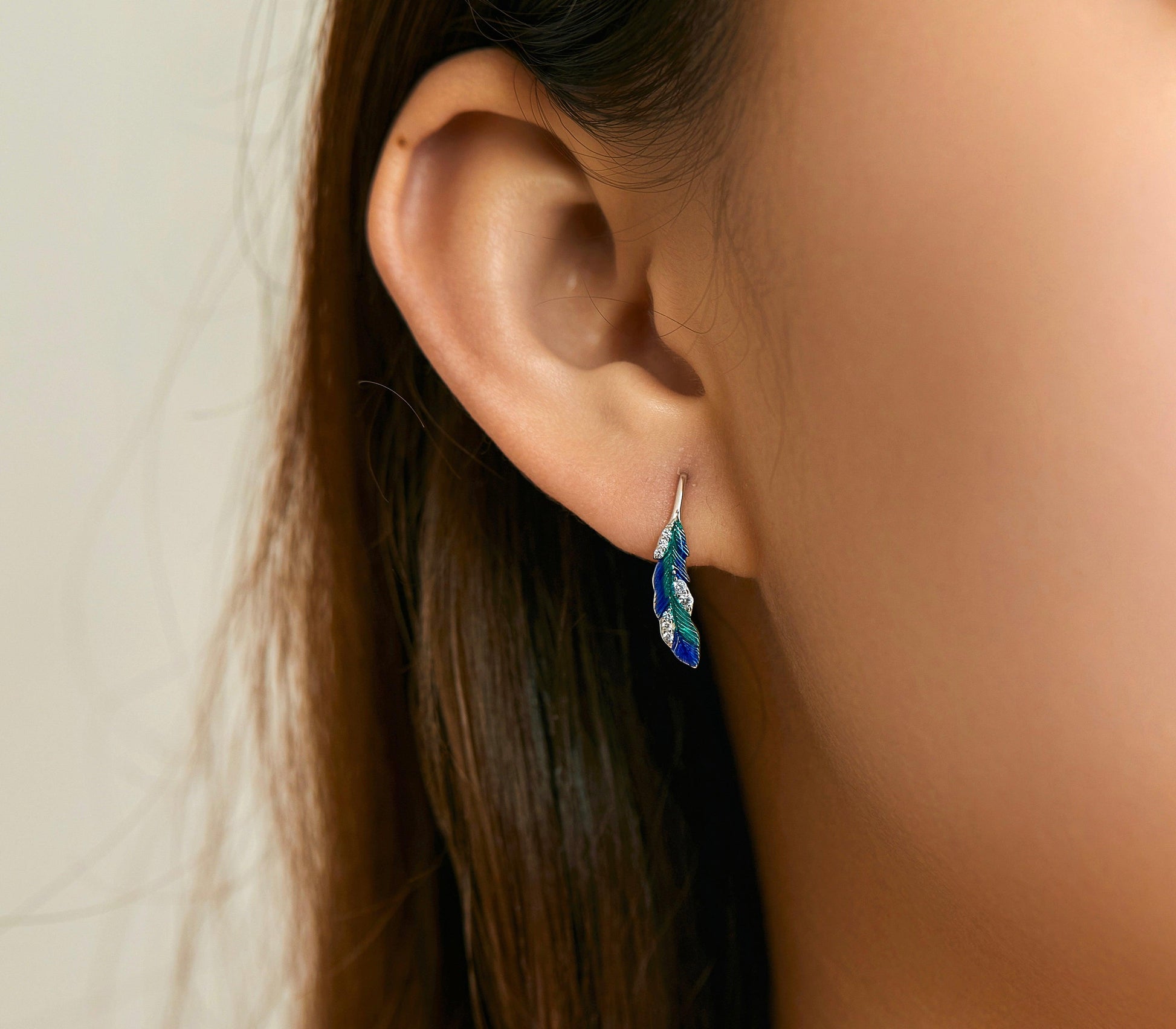 Aspiration & Determination - Blue Feather Ambition Earring Set - Glitter Karma