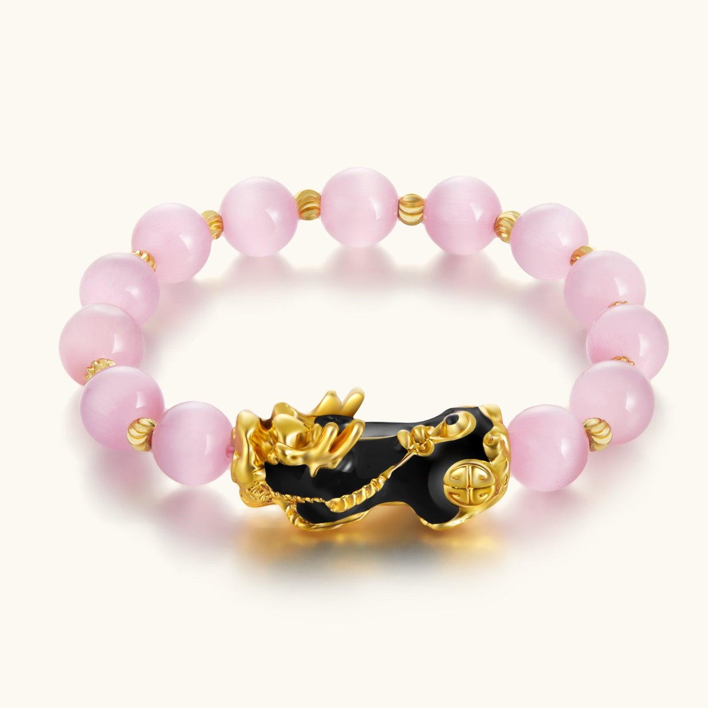 Rose Quartz PiXiu Bracelet for Heart Chakra - Love & Abundance - Glitter Karma