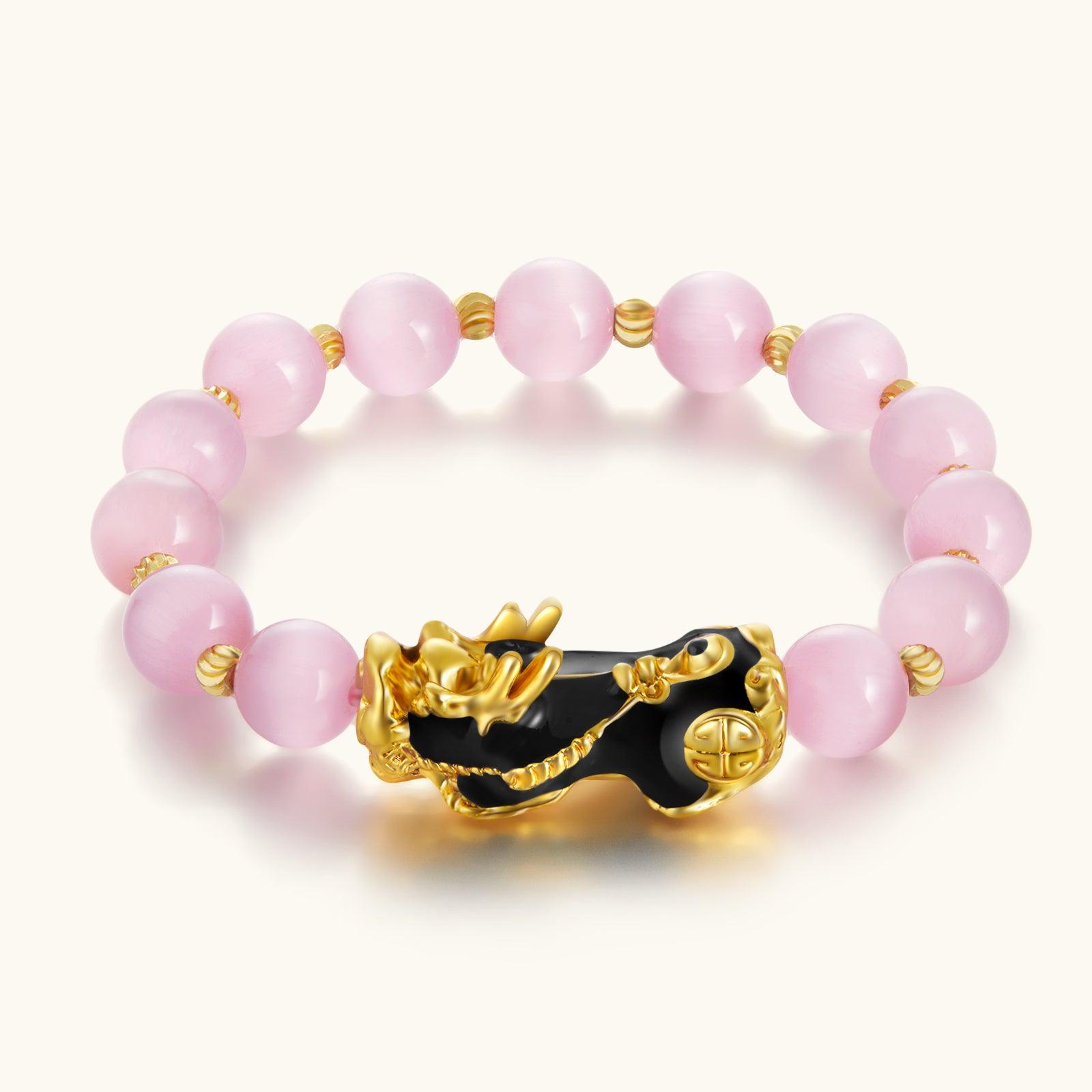 Rose Quartz PiXiu Bracelet for Heart Chakra - Love & Abundance - Glitter Karma