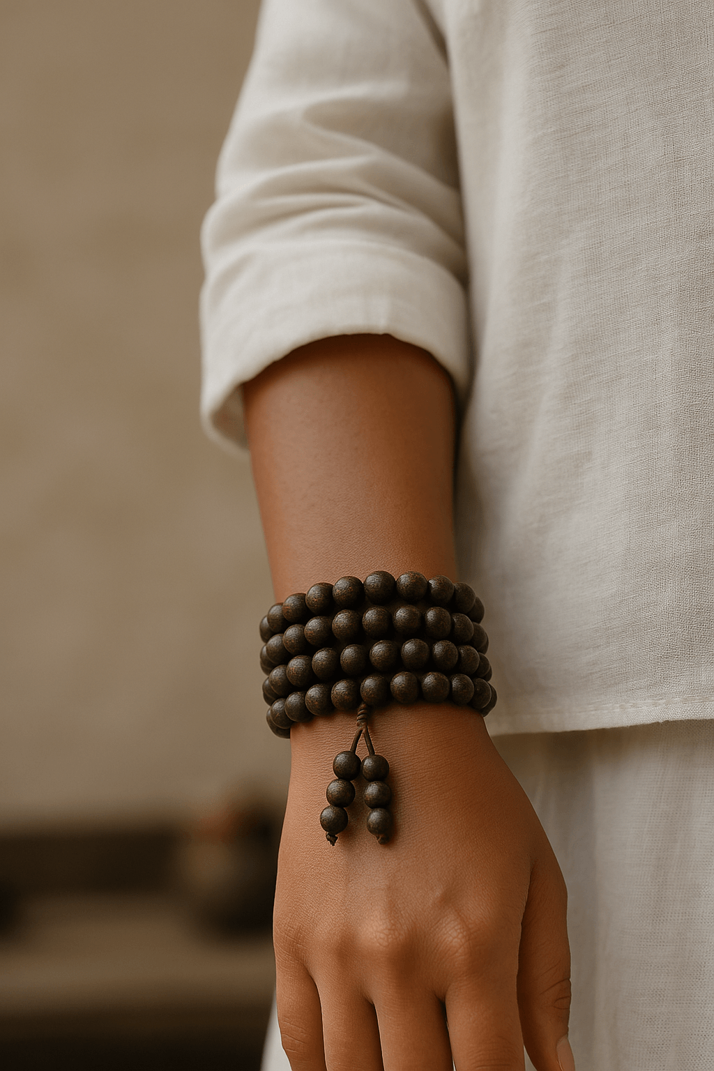 Aloes Wood Meditation Bracelet with Buddha Beads - Serenity & Focus - Glitter Karma